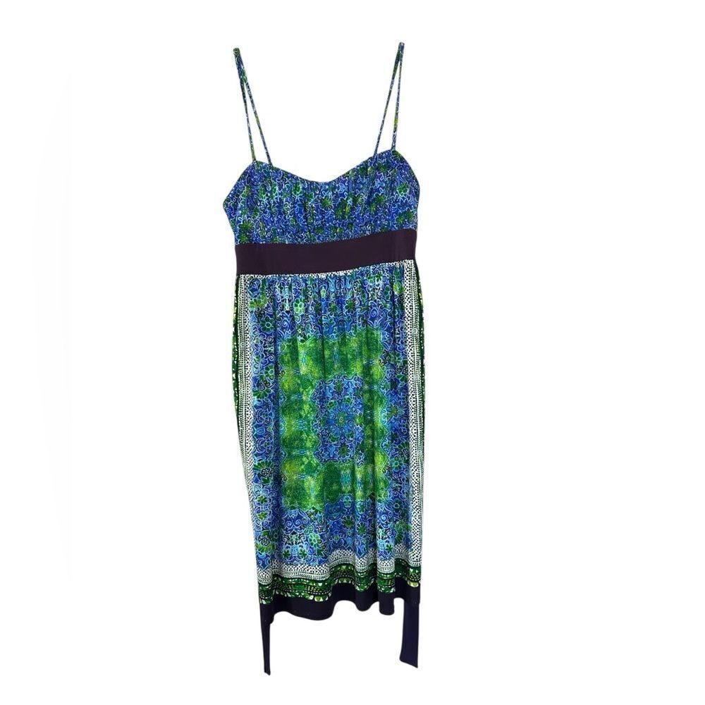 City Triangles Blue Green Retro Milkmaid Shelf Bra Floral Y2K Vintage Dress S